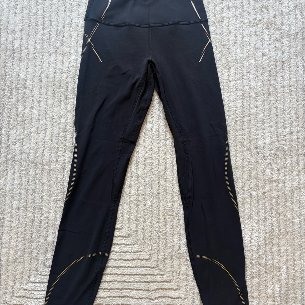 lululemon athletica Black Align Leggings with Gold Accents, Special ed., sz 4XS